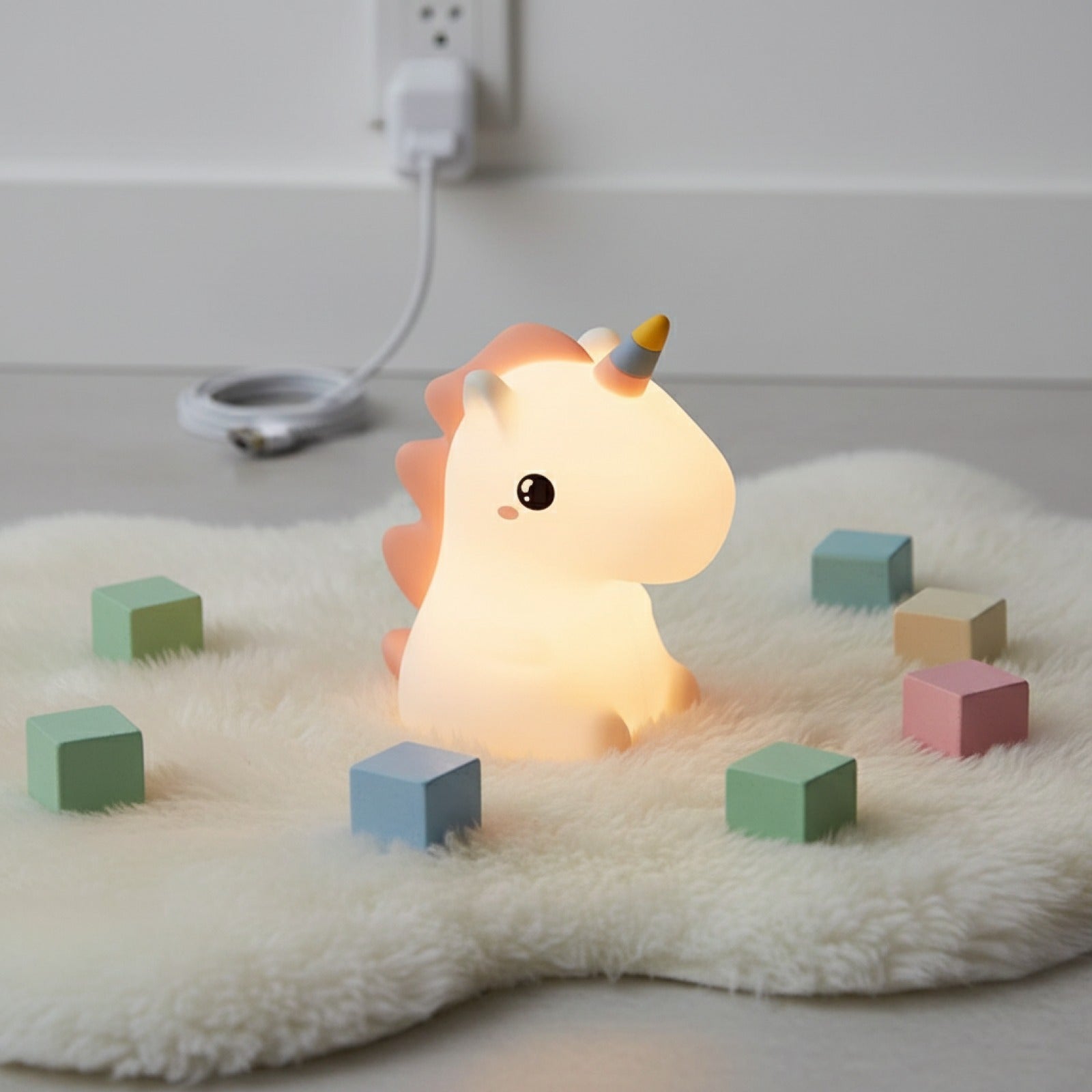 Veilleuse LED Licorne Mignonne en Silicone - Lampe de Nuit Tactile USB Rechargeable pour Chambre d'Enfant
