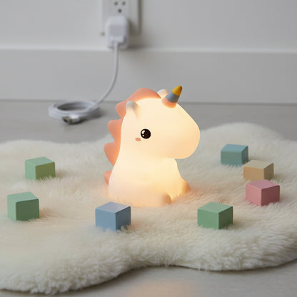 Veilleuse LED Licorne Mignonne en Silicone - Lampe de Nuit Tactile USB Rechargeable pour Chambre d'Enfant