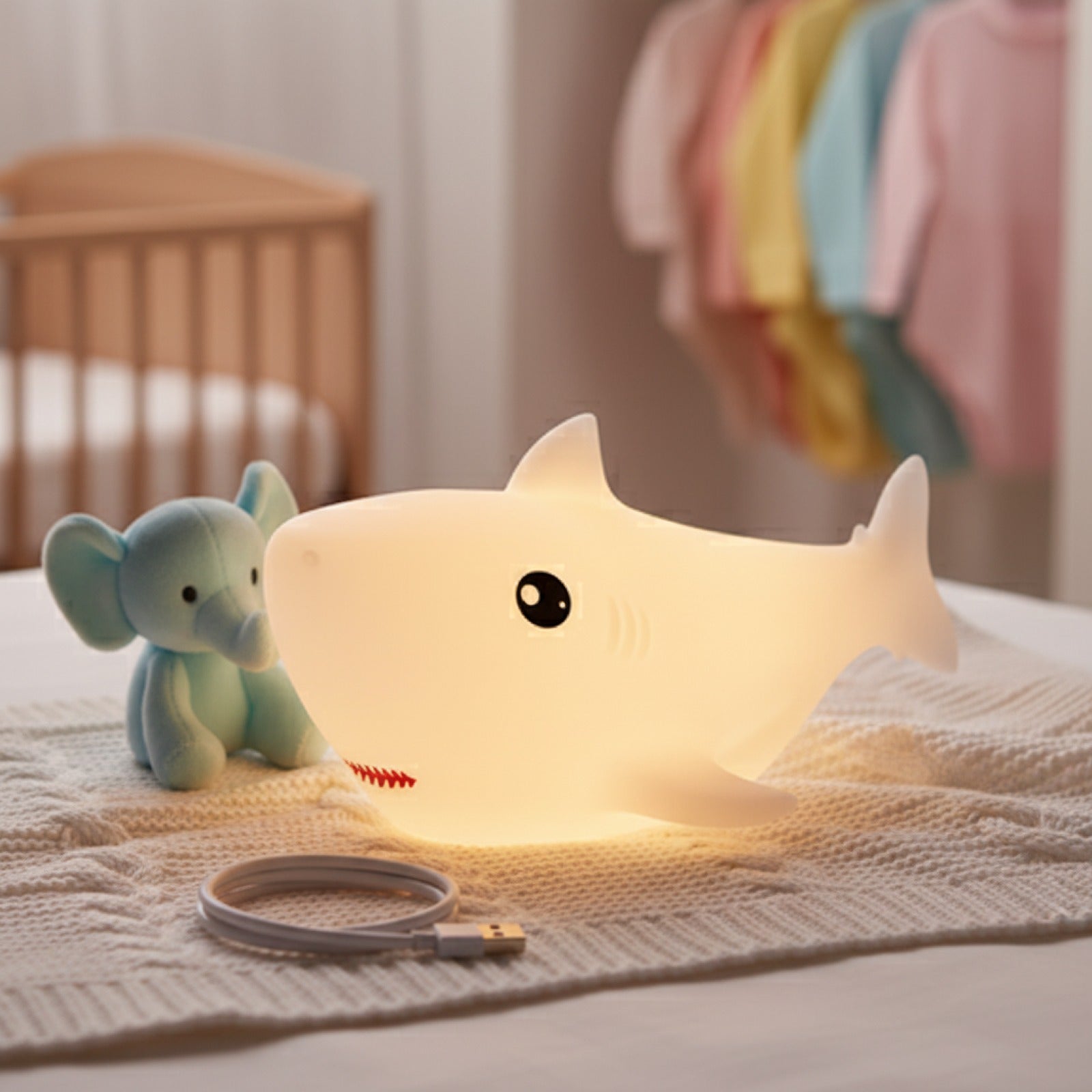 Veilleuse LED Requin Silicone USB - Lampe d'Ambiance Mignonne pour Chambre d'Enfant