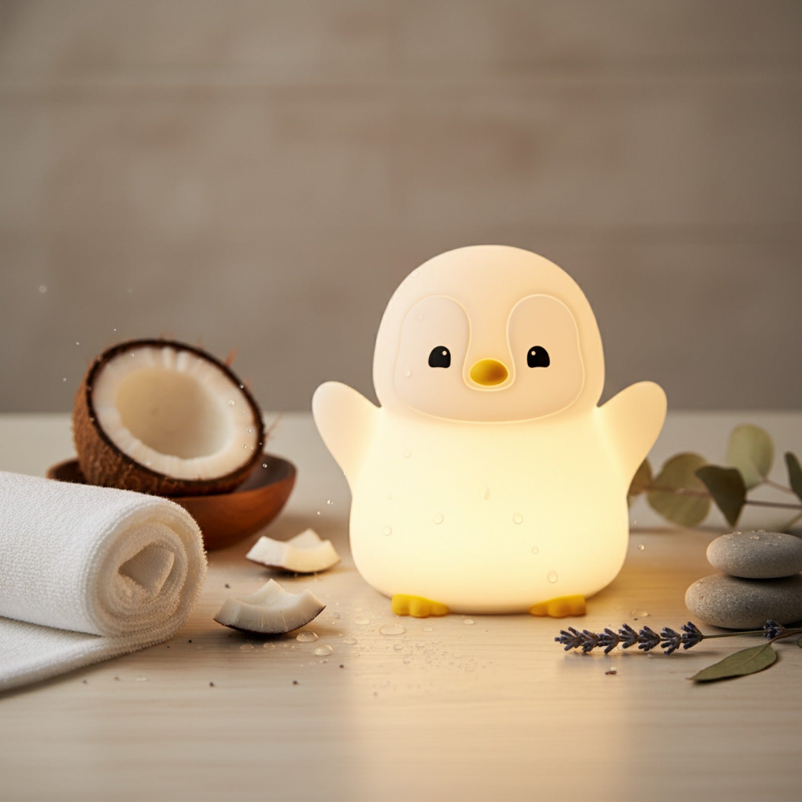 Veilleuse Pingouin Silicone Rechargeable USB - Lampe de Chevet Douce pour Chambre d'Enfant