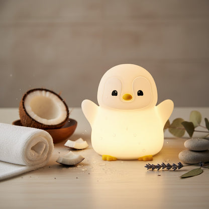 Veilleuse Pingouin Silicone Rechargeable USB - Lampe de Chevet Douce pour Chambre d'Enfant