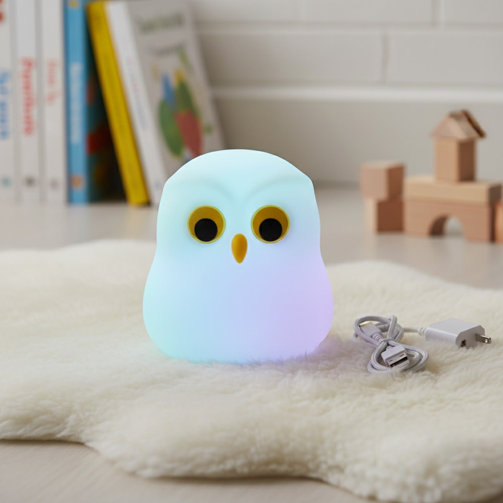 Veilleuse Hibou Mignon en Silicone Rechargeable - Lampe d'Ambiance RGB pour Chambre d'Enfant