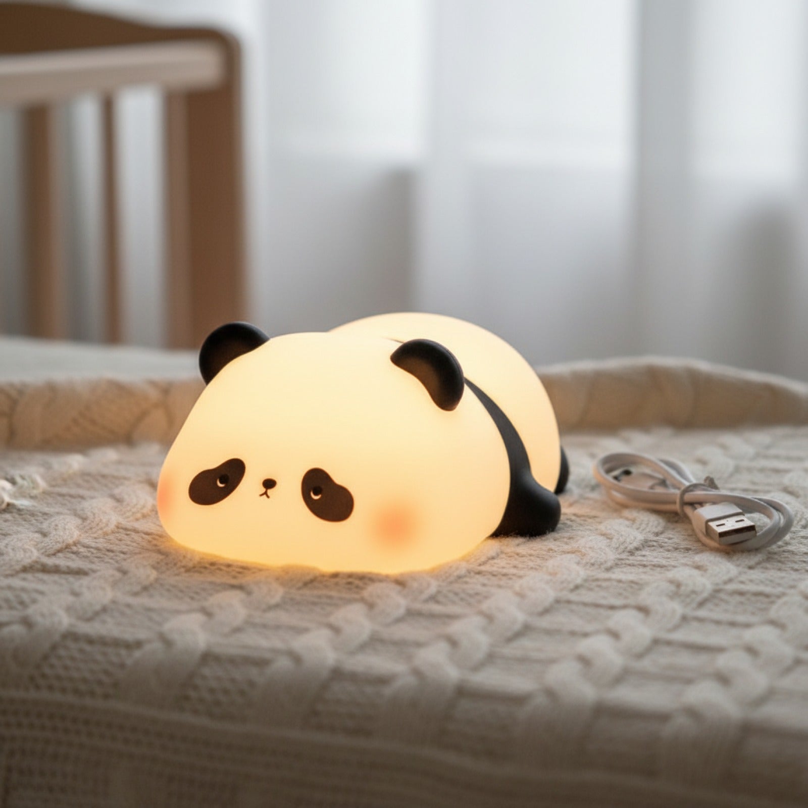 Lampe de nuit LED Silicone Panda, Lapin, Mouton - Rechargeable USB, Cadeau Enfant
