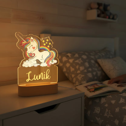 Veilleuse Licorne Personnalisée avec Prénom – Lampe LED Féerique pour Enfant
