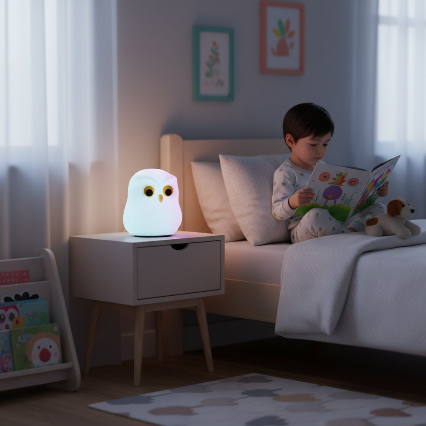 Veilleuse Hibou Mignon en Silicone Rechargeable - Lampe d'Ambiance RGB pour Chambre d'Enfant