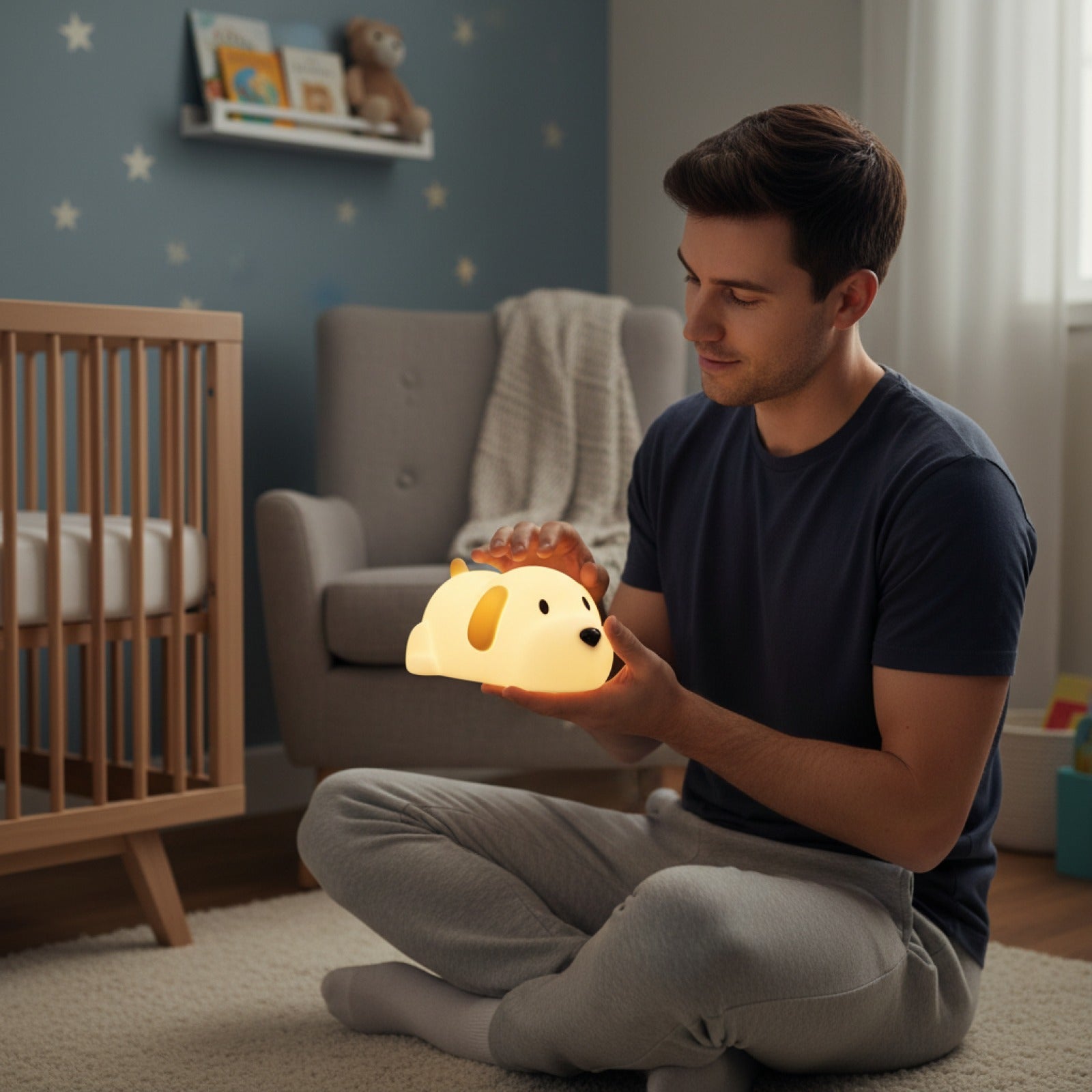 Veilleuse LED Chien en Silicone Tactile Rechargeable - Lampe Bébé & Cadeau Noël