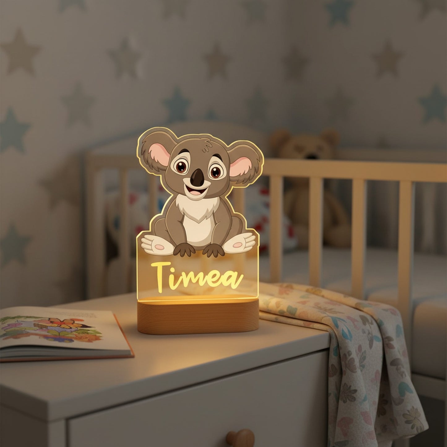 Veilleuse Koala Personnalisée avec Prénom – Lampe LED pour Bébé et Enfant