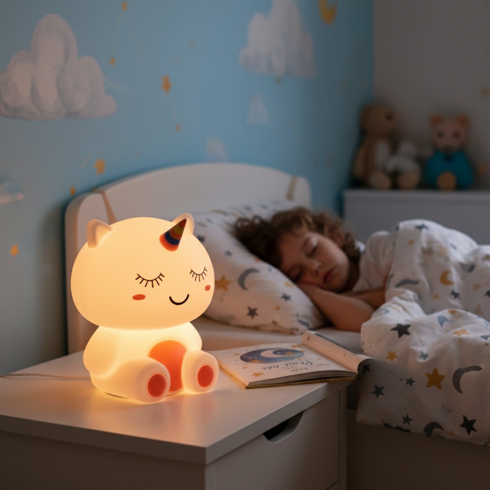 Veilleuse Licorne Rechargeable Tactile avec Minuterie - Lampe de Chevet Cadeau Déco