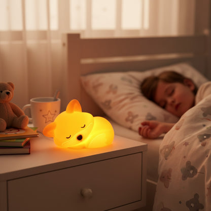 Veilleuse LED Renard en Silicone Squishy - Rechargeable et Tactile pour Chambre d'Enfant