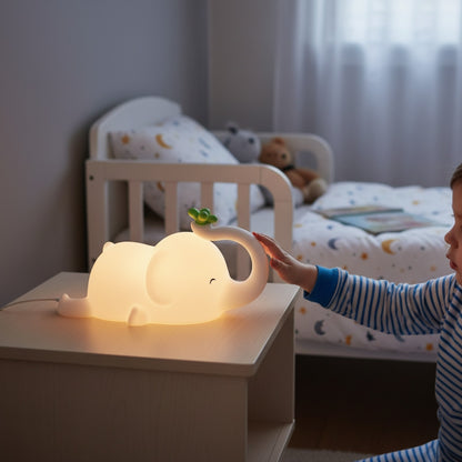 Lampe de nuit éléphant en silicone rechargeable USB - Veilleuse douce pour chambre d'enfant