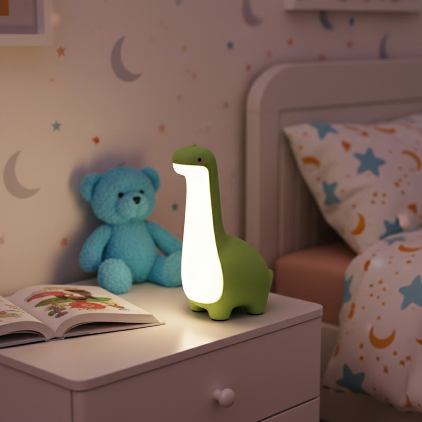 Veilleuse Dinosaure Mignonne pour Enfant - Lampe de Chevet USB Rechargeable
