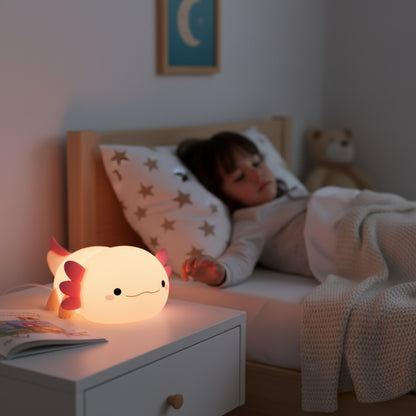 Veilleuse Axolotl Silicone USB Rechargeable - Lampe Tactile Bébé & Enfant