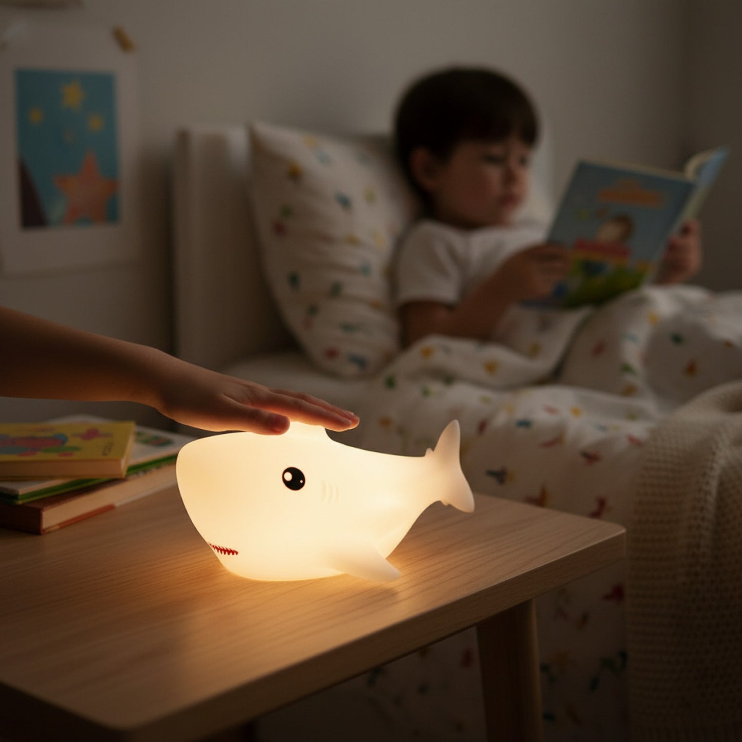 Veilleuse LED Requin Silicone USB - Lampe d'Ambiance Mignonne pour Chambre d'Enfant