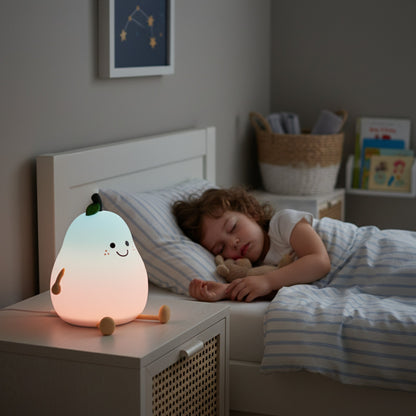 Veilleuse Enfant Poire Silicone - 7 Couleurs, Intensité Variable, USB