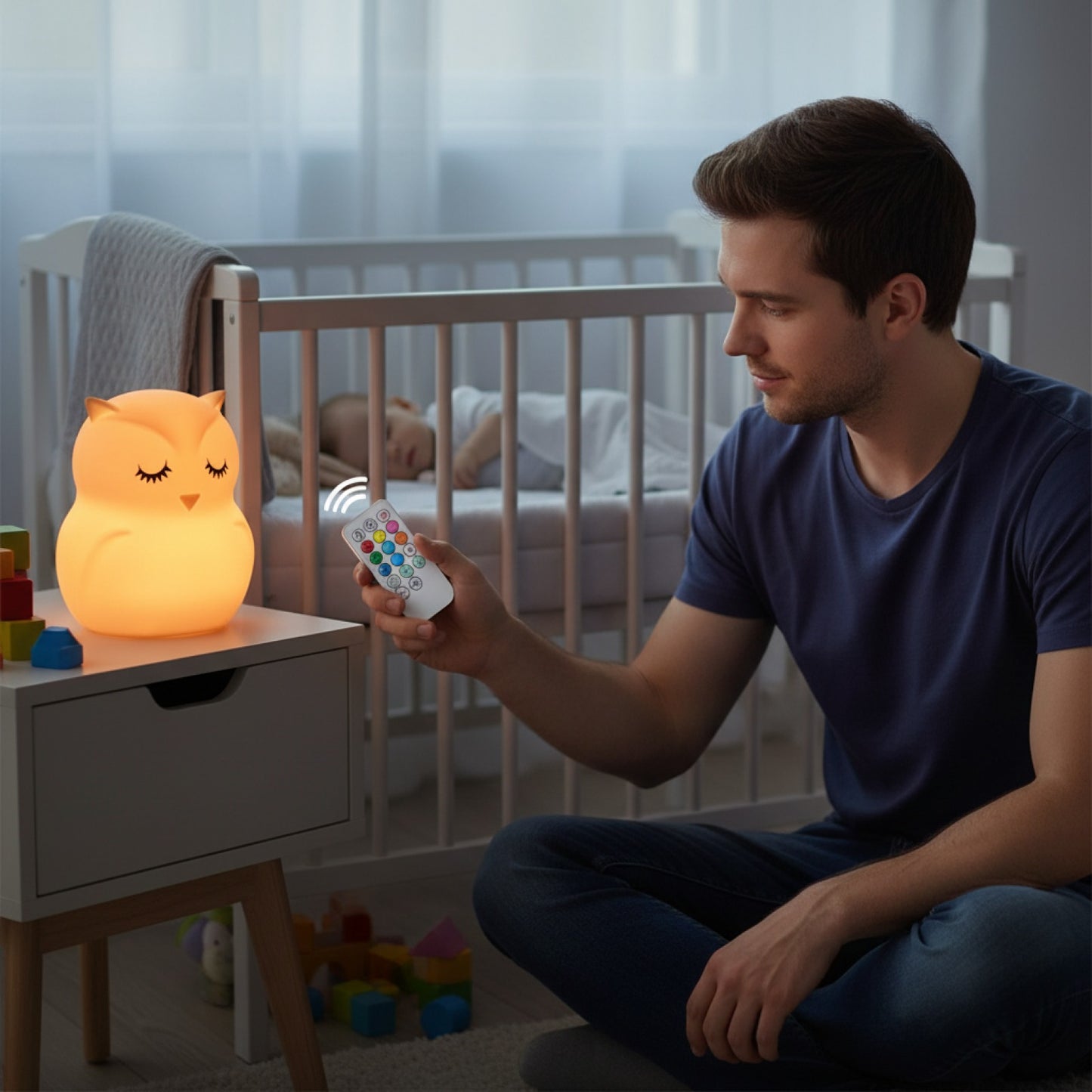 Veilleuse Hibou LED Tactile Rechargeable - 9 Couleurs & Minuterie - Lampe de Nuit Enfant Cadeau