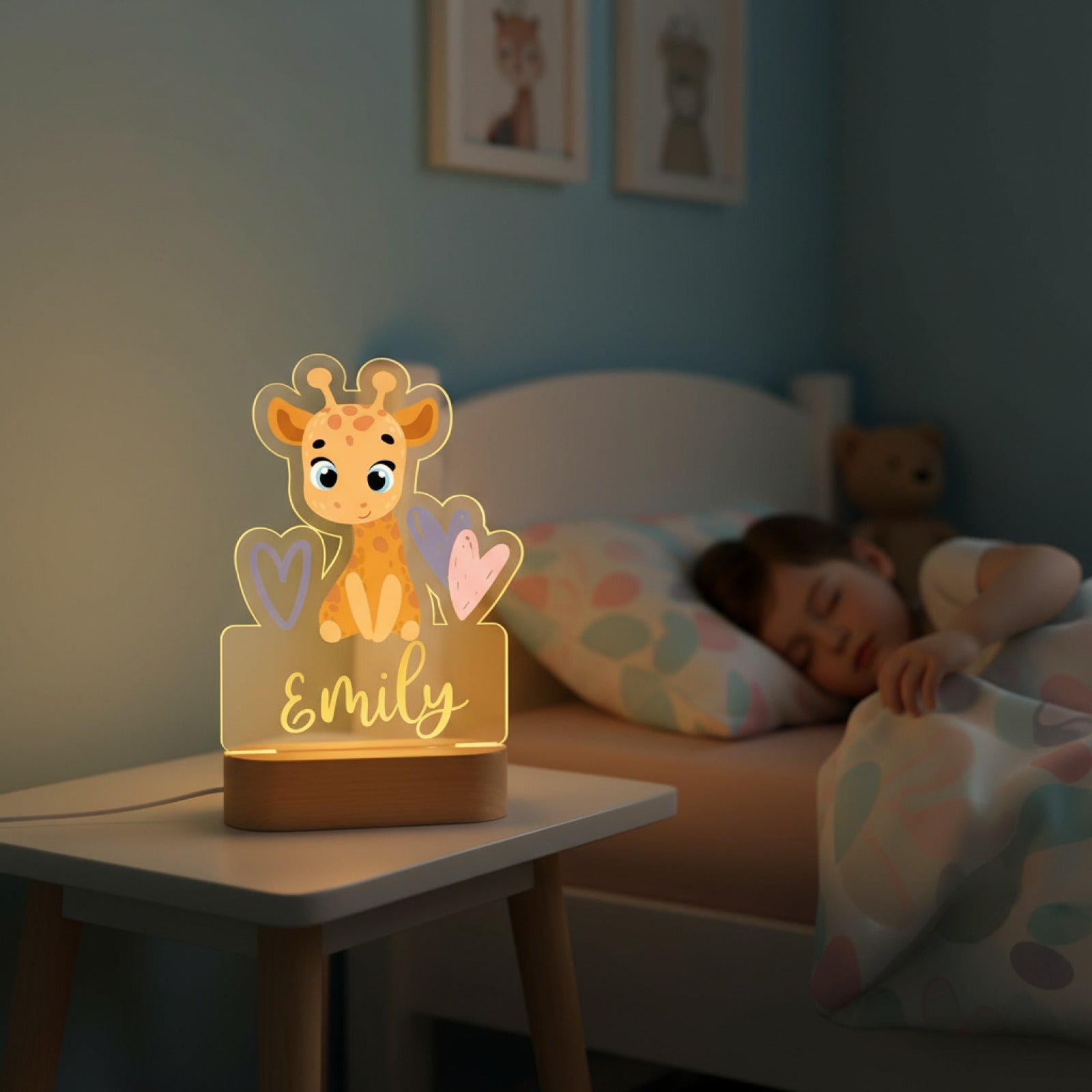 Veilleuse Girafe Personnalisée avec Prénom – Lumière Douce pour Chambre d'Enfant
