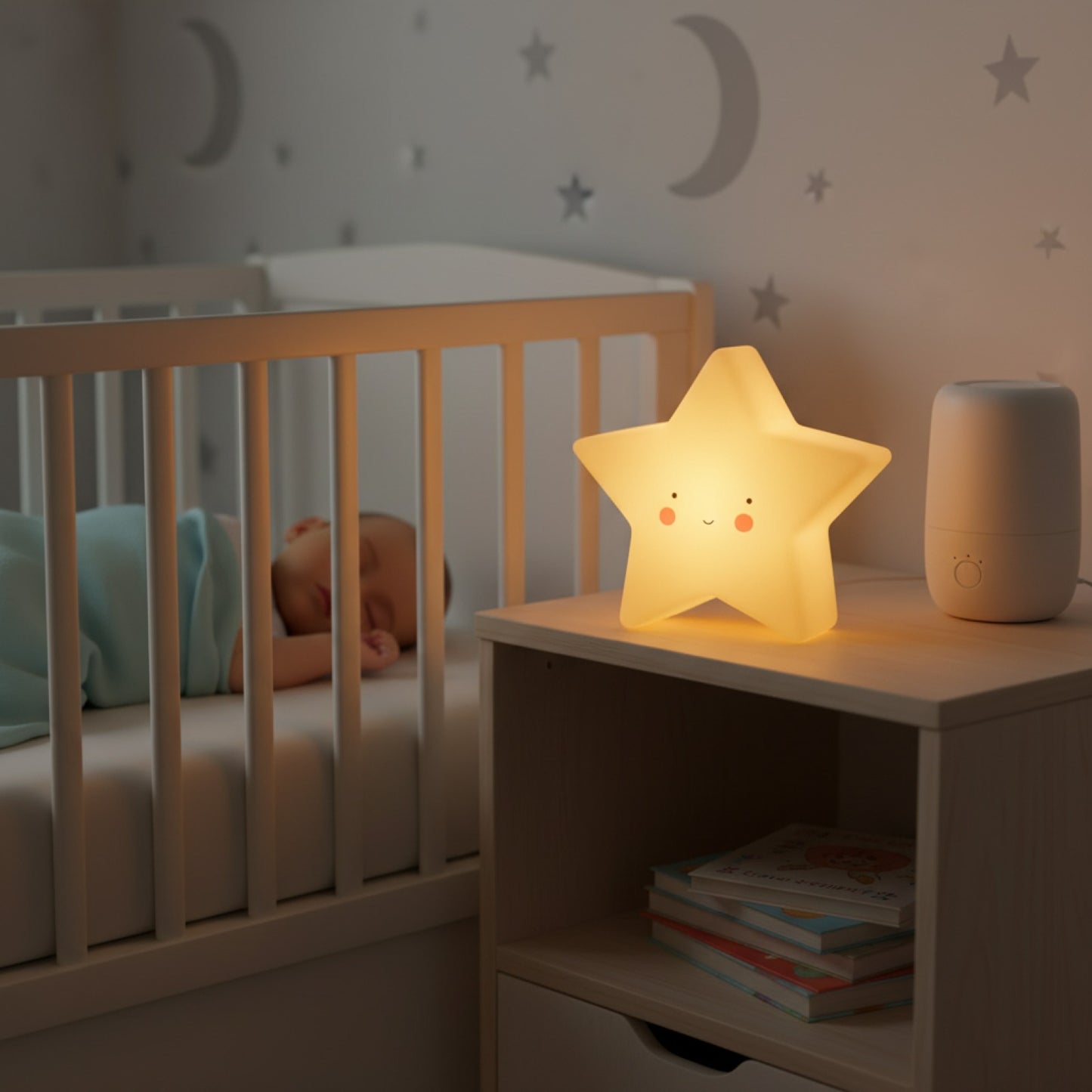 Veilleuse LED Fantaisie Étoile & Lune - Lampe de Chevet Bébé & Enfant