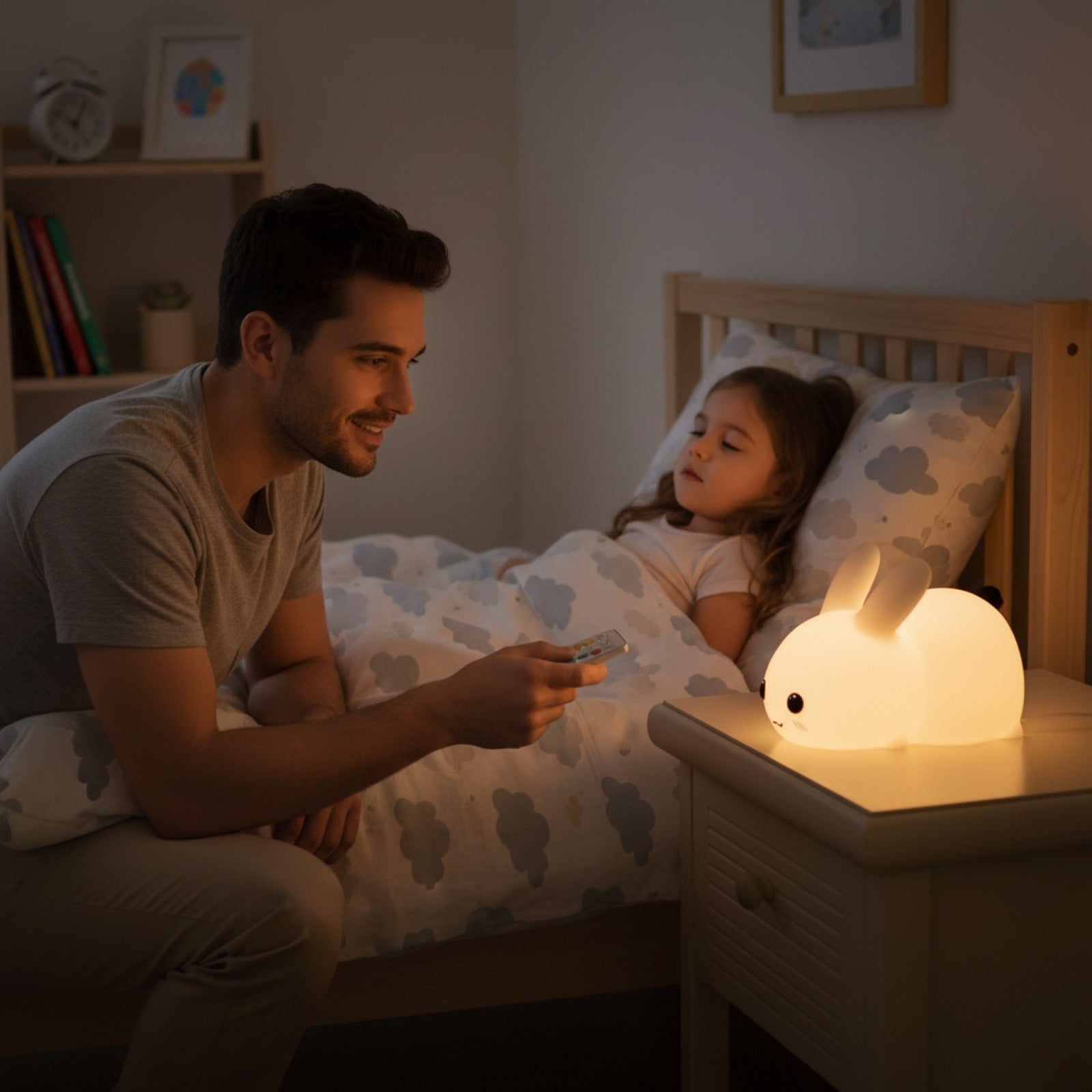 Veilleuse Lapin LED RVB Silicone Rechargeable Enfant - Lampe Tactile & Télécommande