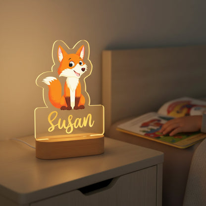 Veilleuse Renard Personnalisée avec Prénom – Lampe LED pour Chambre d'Enfant