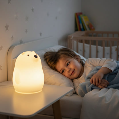 Veilleuse Ours Polaire Silicone Rechargeable - 7 Couleurs LED Tactiles