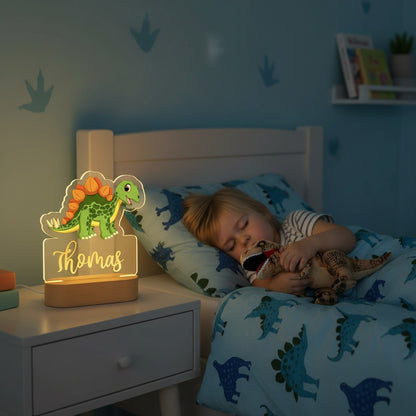 Veilleuse Dinosaure Personnalisée avec Prénom – Lampe LED pour Petit Aventurier