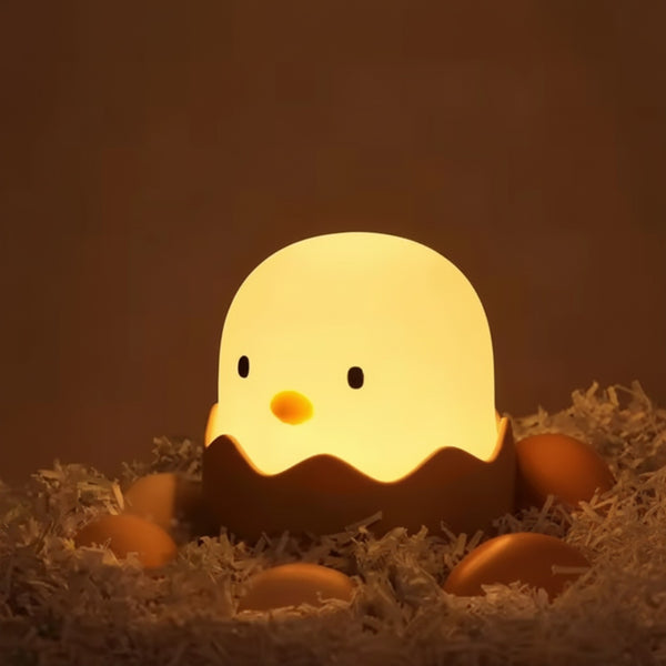 Veilleuse LED Enfant Coquille d'Œuf Poulet - Tactile, Rechargeable, Lumière Ambiance Réglable