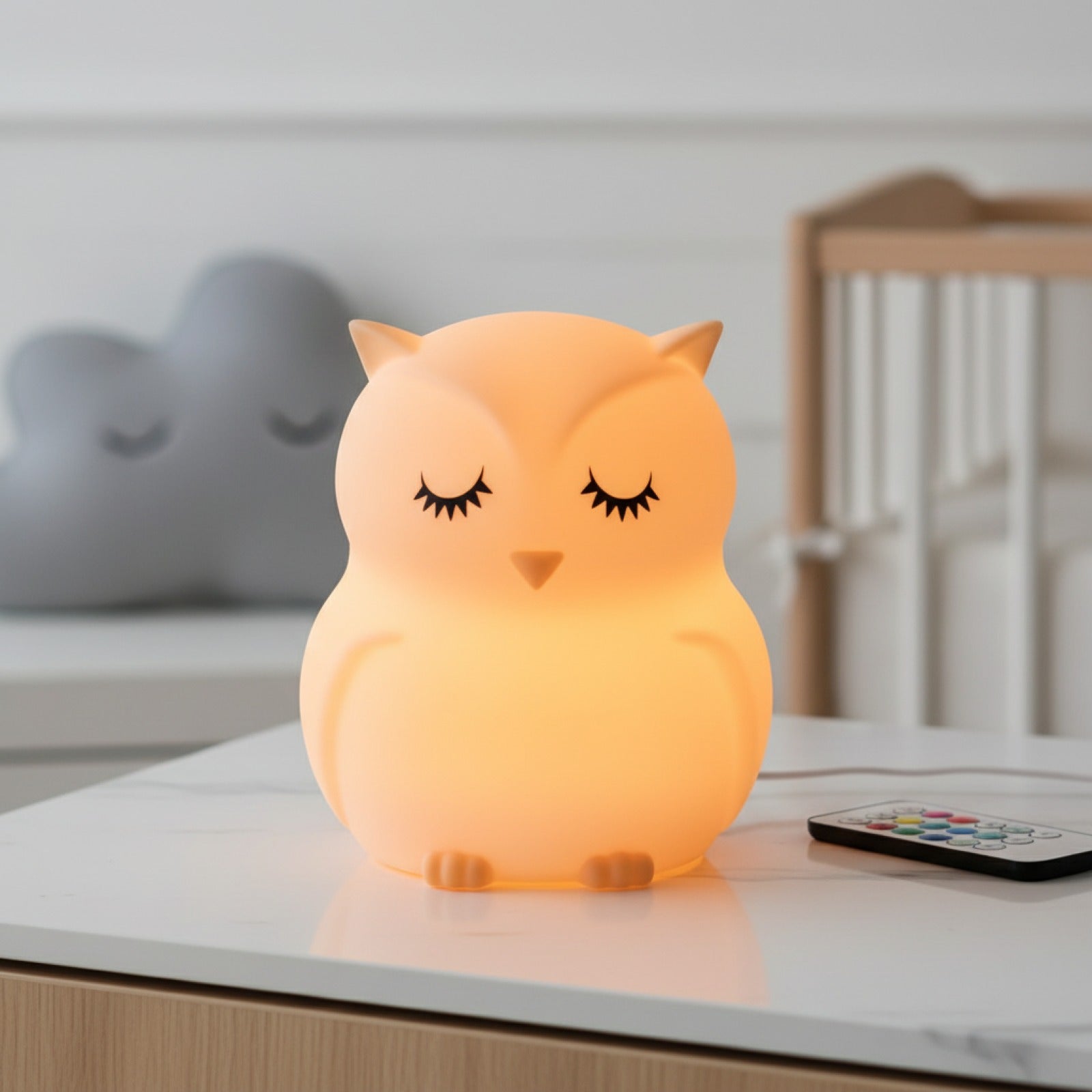Veilleuse Hibou LED Tactile Rechargeable - 9 Couleurs & Minuterie - Lampe de Nuit Enfant Cadeau