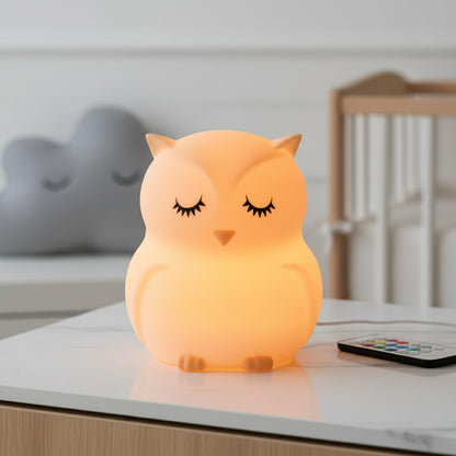 Veilleuse Hibou LED Tactile Rechargeable - 9 Couleurs & Minuterie - Lampe de Nuit Enfant Cadeau