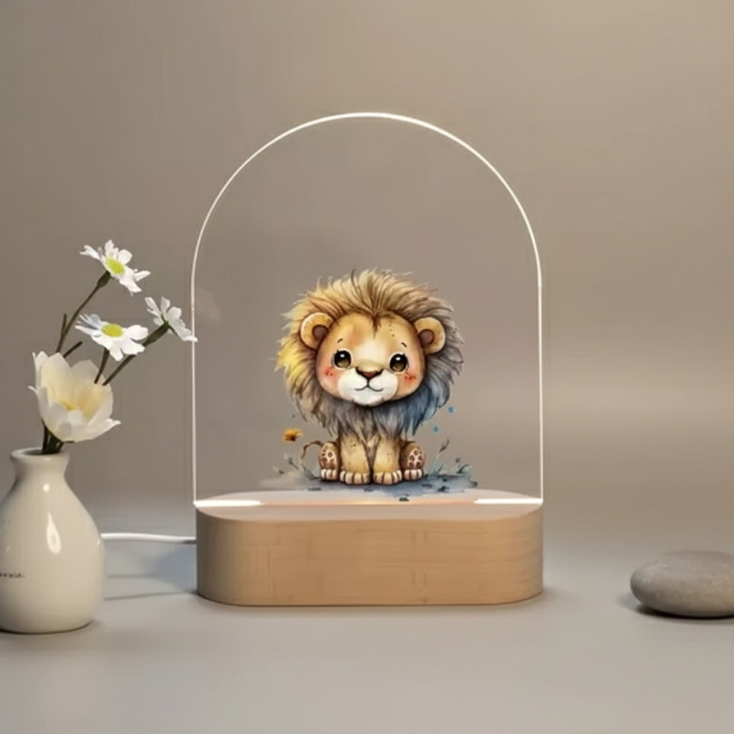 Veilleuse 3D Animale Personnalisée pour Enfant - Cadeau Unique Chambre Bébé