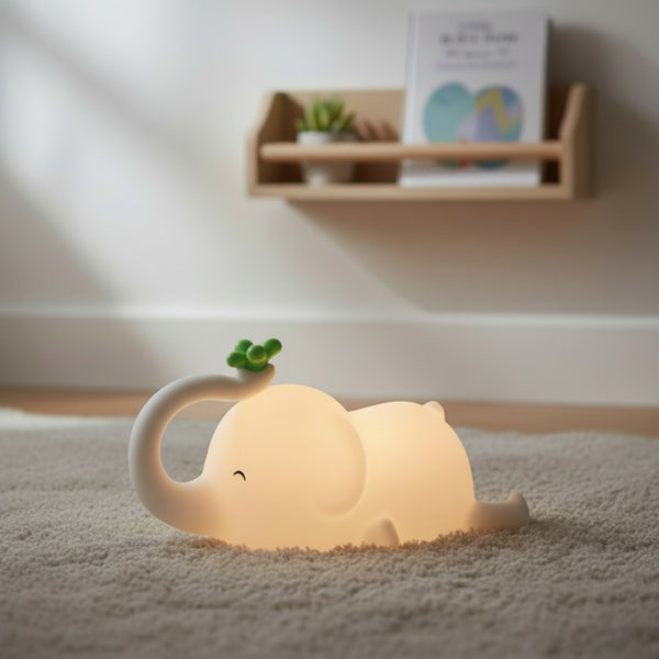 Lampe de nuit éléphant en silicone rechargeable USB - Veilleuse douce pour chambre d'enfant