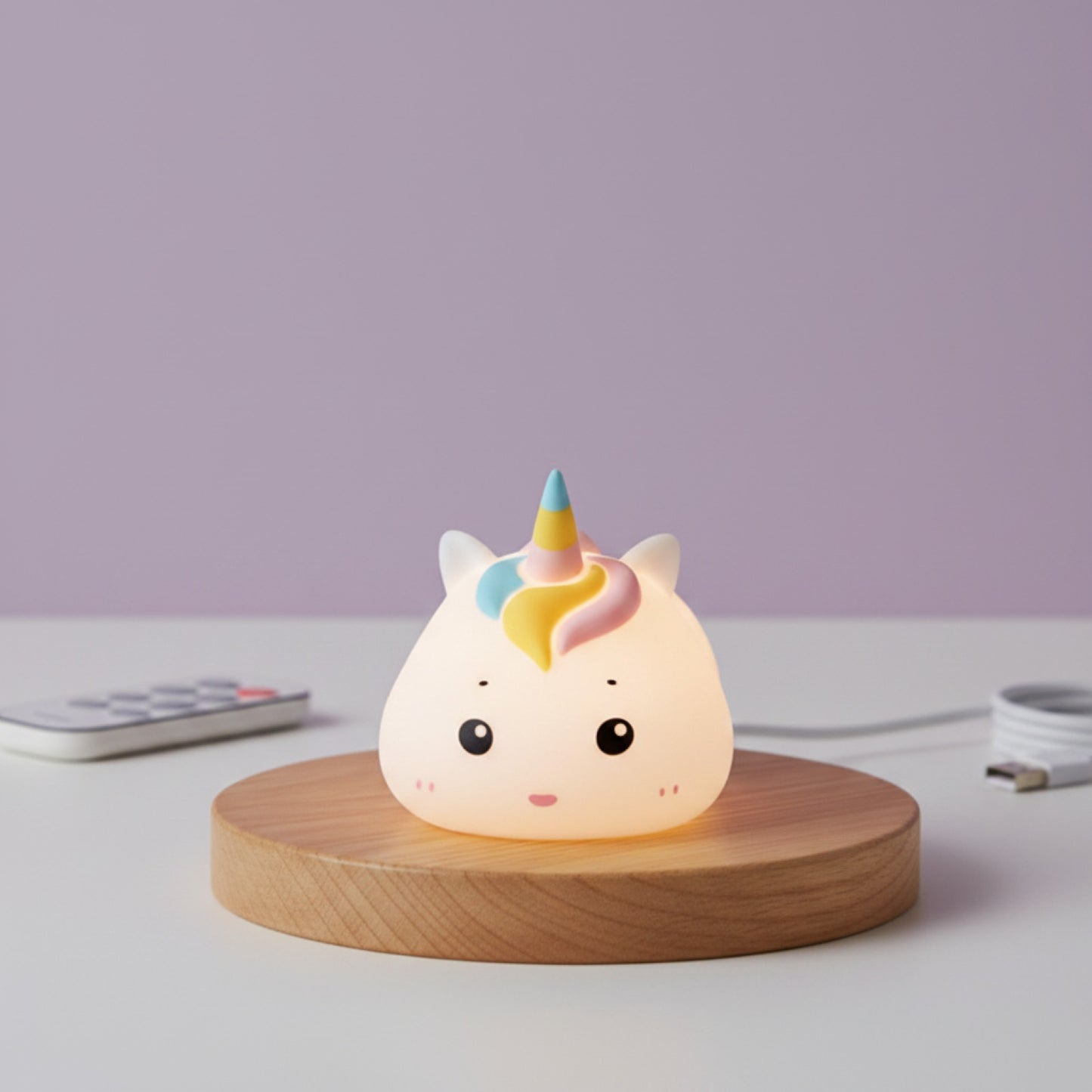 Veilleuse Licorne Rechargeable USB LED pour Enfant - Lampe de Chevet avec Télécommande