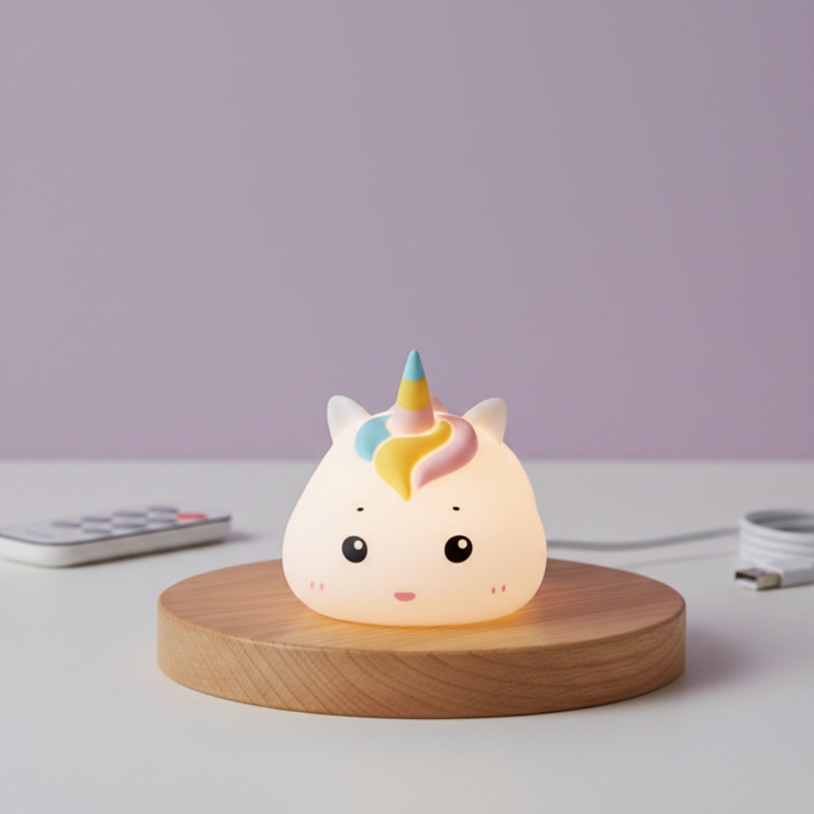 Veilleuse Licorne Rechargeable USB LED pour Enfant - Lampe de Chevet avec Télécommande