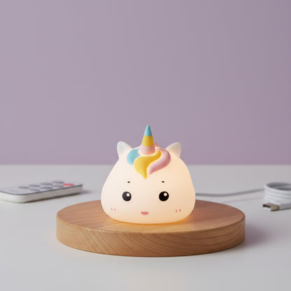 Veilleuse Licorne Rechargeable USB LED pour Enfant - Lampe de Chevet avec Télécommande