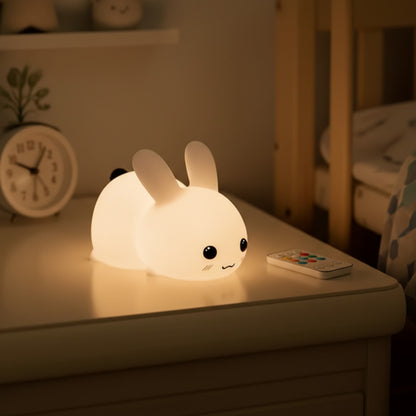 Veilleuse Lapin LED RVB Silicone Rechargeable Enfant - Lampe Tactile & Télécommande