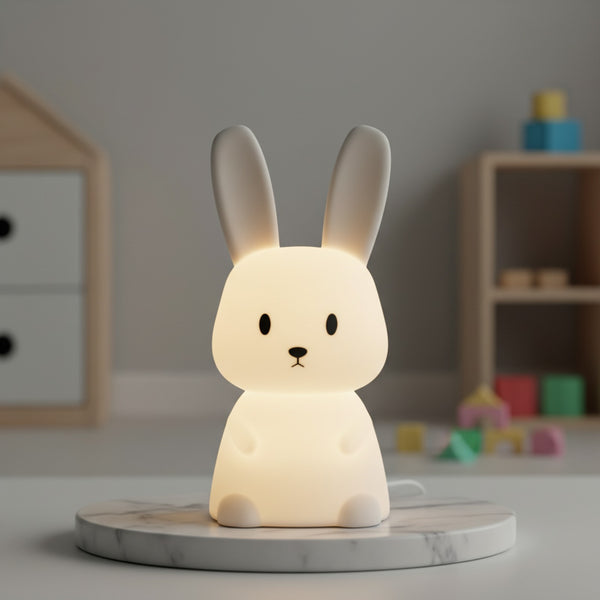 Veilleuse Lapin LED Silicone Animé USB Rechargeable - Lampe de Chevet Enfant