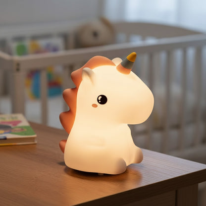 Veilleuse LED Licorne Mignonne en Silicone - Lampe de Nuit Tactile USB Rechargeable pour Chambre d'Enfant