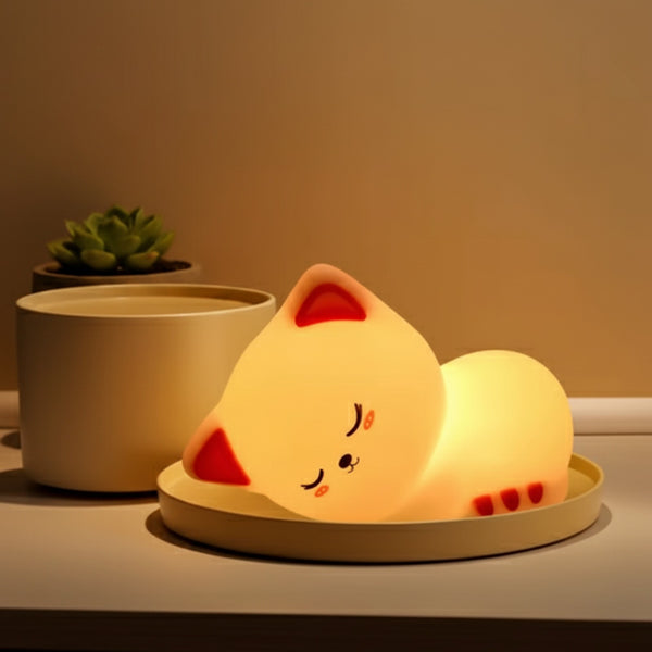 Veilleuse Chat Endormi Tactile Rechargeable - Déco Chambre & Cadeau Original