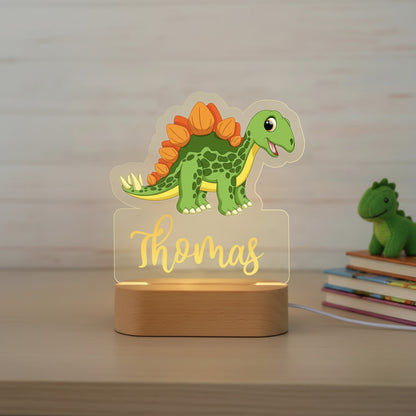 Veilleuse Dinosaure Personnalisée avec Prénom – Lampe LED pour Petit Aventurier