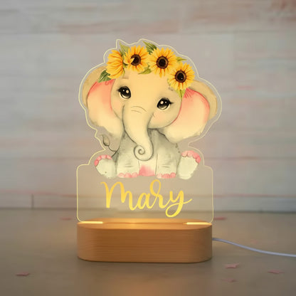 Veilleuse Éléphant Personnalisée avec Prénom – Compagnon Doux pour les Nuits de Bébé