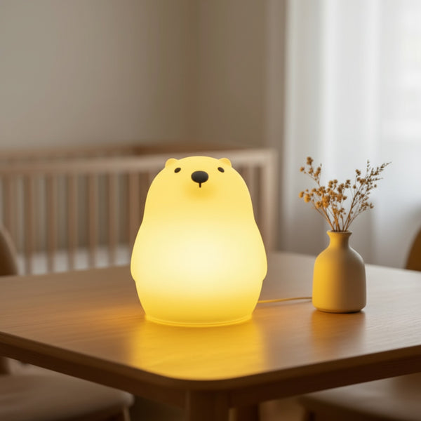 Veilleuse Ours Polaire Silicone Rechargeable - 7 Couleurs LED Tactiles