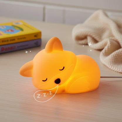 Veilleuse LED Renard en Silicone Squishy - Rechargeable et Tactile pour Chambre d'Enfant