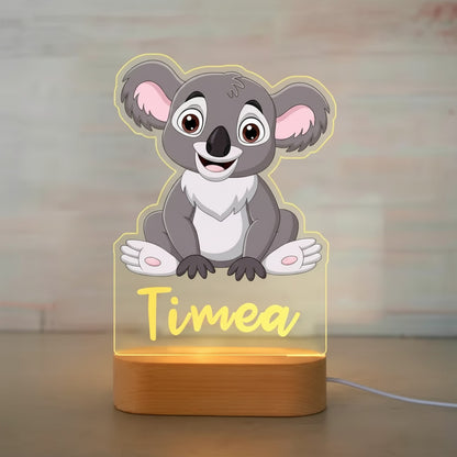Veilleuse Koala Personnalisée avec Prénom – Lampe LED pour Bébé et Enfant
