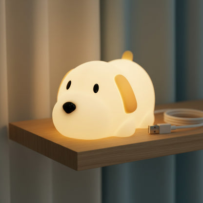 Veilleuse LED Chien en Silicone Tactile Rechargeable - Lampe Bébé & Cadeau Noël