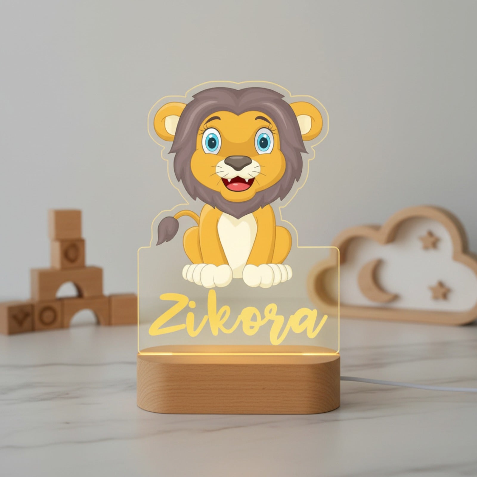 Veilleuse Lion Personnalisée avec Prénom – Le Gardien des Plus Beaux Rêves