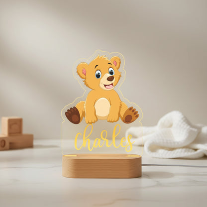 Veilleuse Ourson Personnalisée avec Prénom – Lampe LED pour Bébé et Enfant