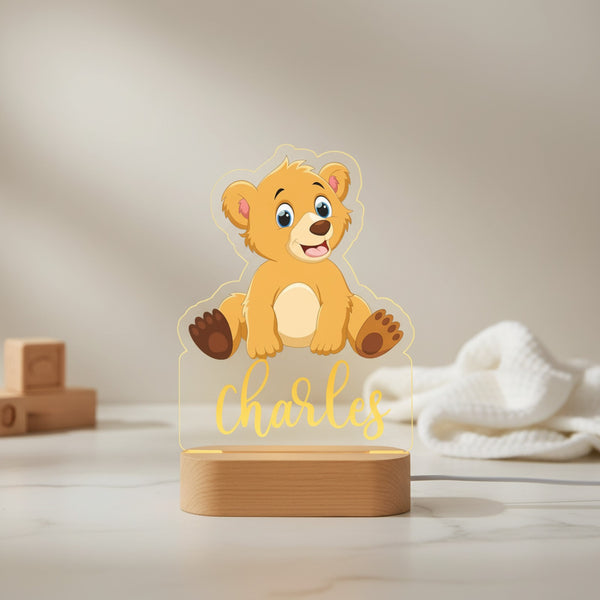 Veilleuse Ourson Personnalisée avec Prénom – Lampe LED pour Bébé et Enfant