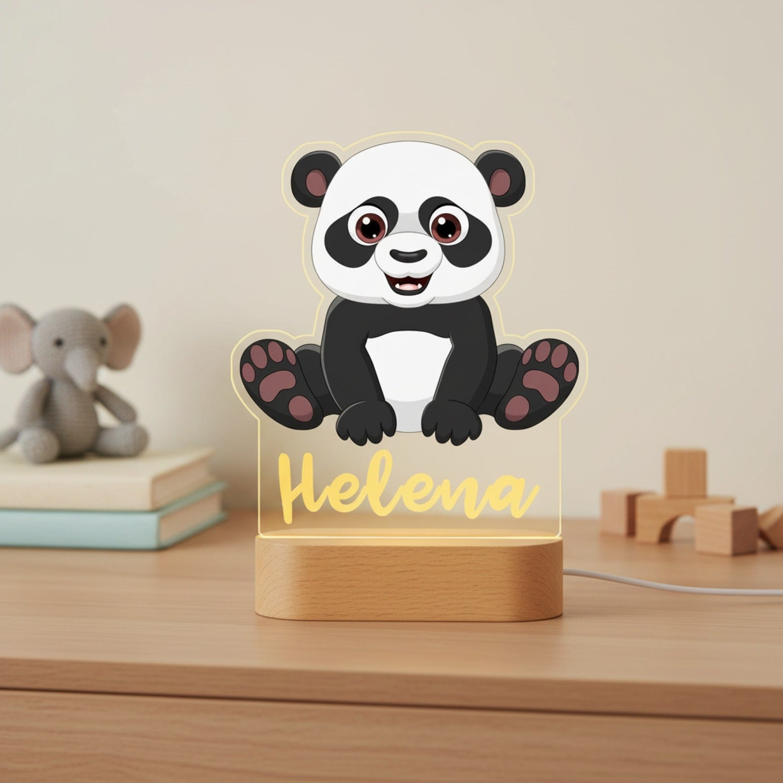 Veilleuse Panda Personnalisée avec Prénom – Lampe LED pour Chambre d'Enfant
