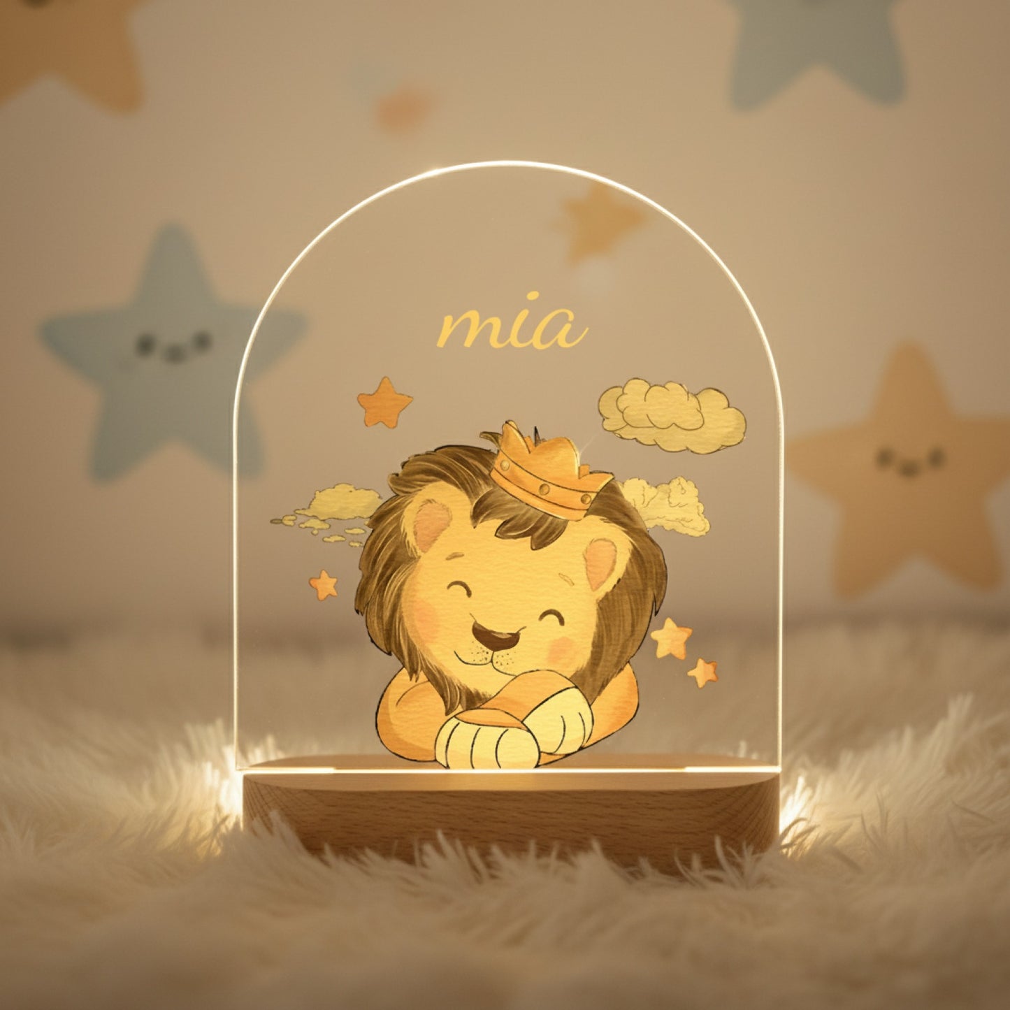 Veilleuse Bébé Personnalisée en Bois - Cadeau Naissance & Déco Chambre