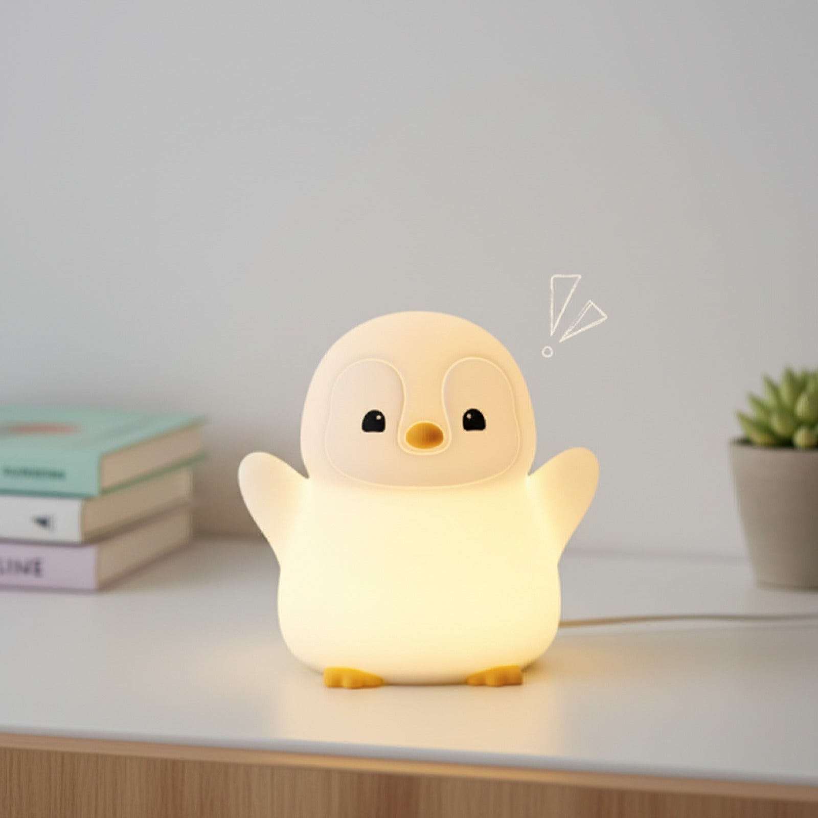 Veilleuse Pingouin Silicone Rechargeable USB - Lampe de Chevet Douce pour Chambre d'Enfant