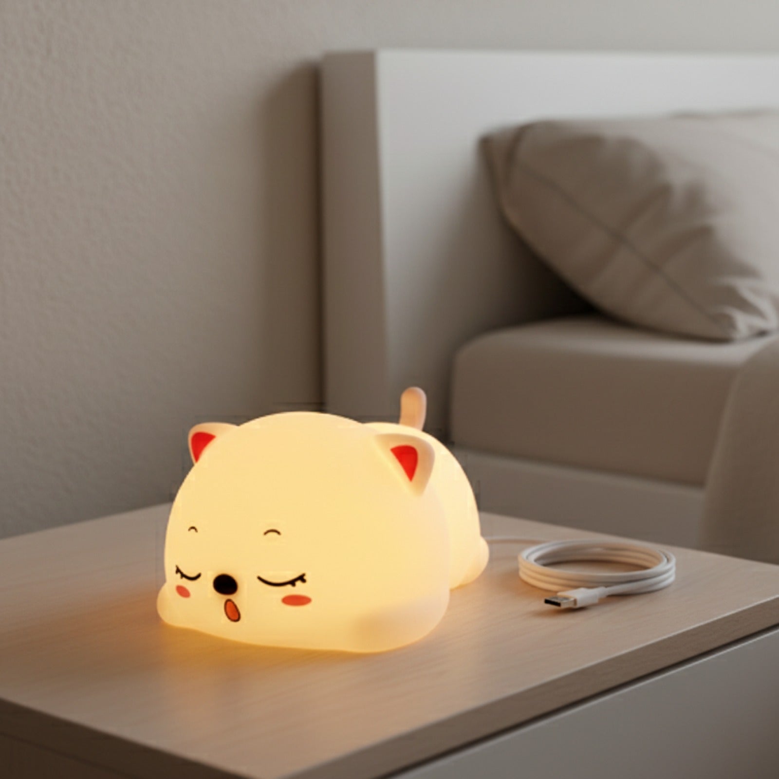 Veilleuse Chat Design Tactile Rechargeable - Lampe Déco & Cadeau Original